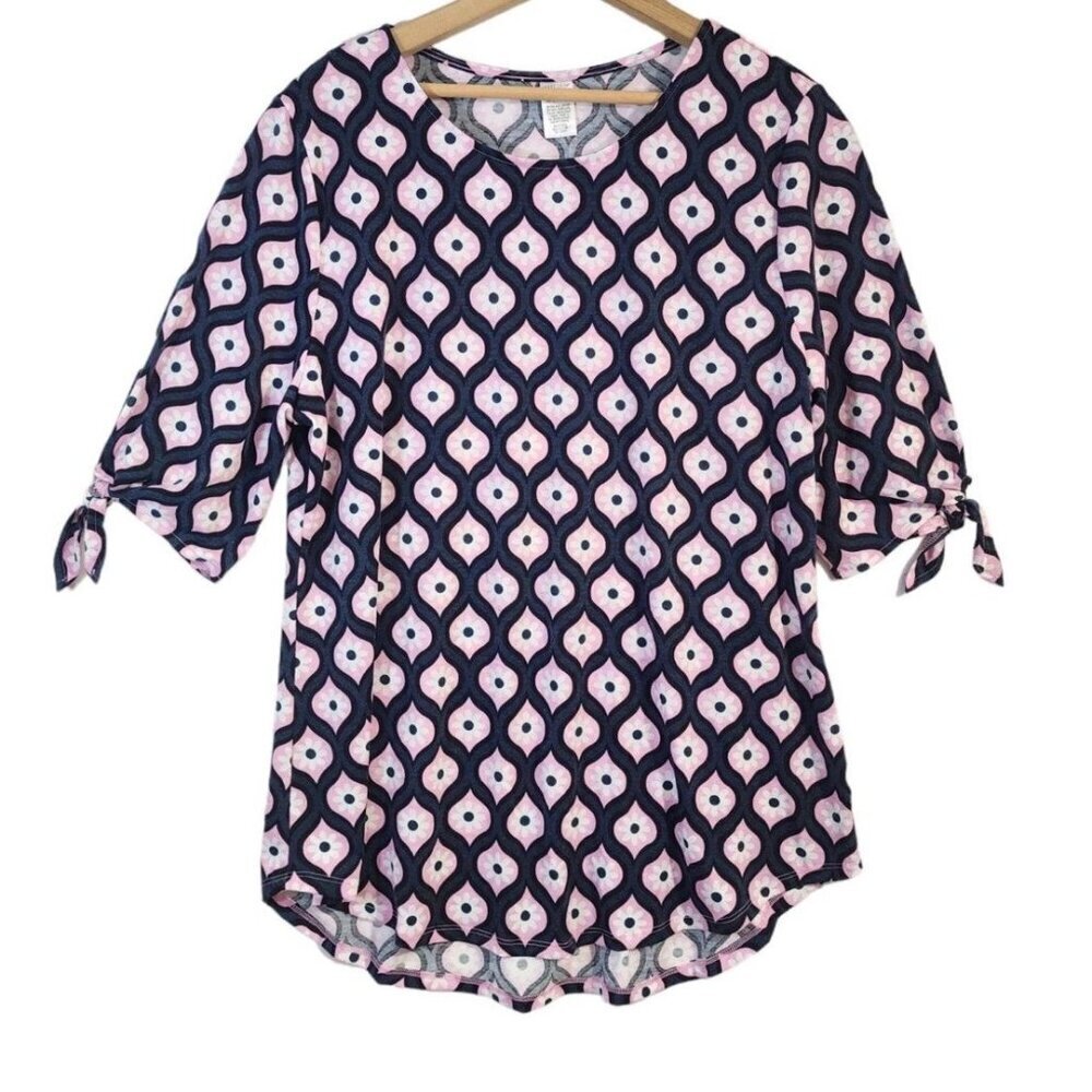 Women's Tunic Top Floral Multicolor Tie Sleeve Size X-Large New With Tag